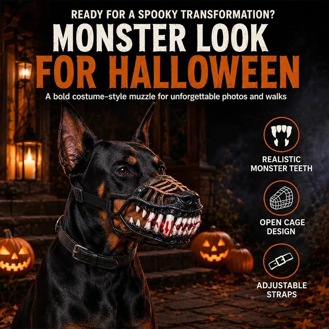 2027 Nuevo Bozal Monstruo Hellhound – Perro con Dientes (2 Pcs - B)