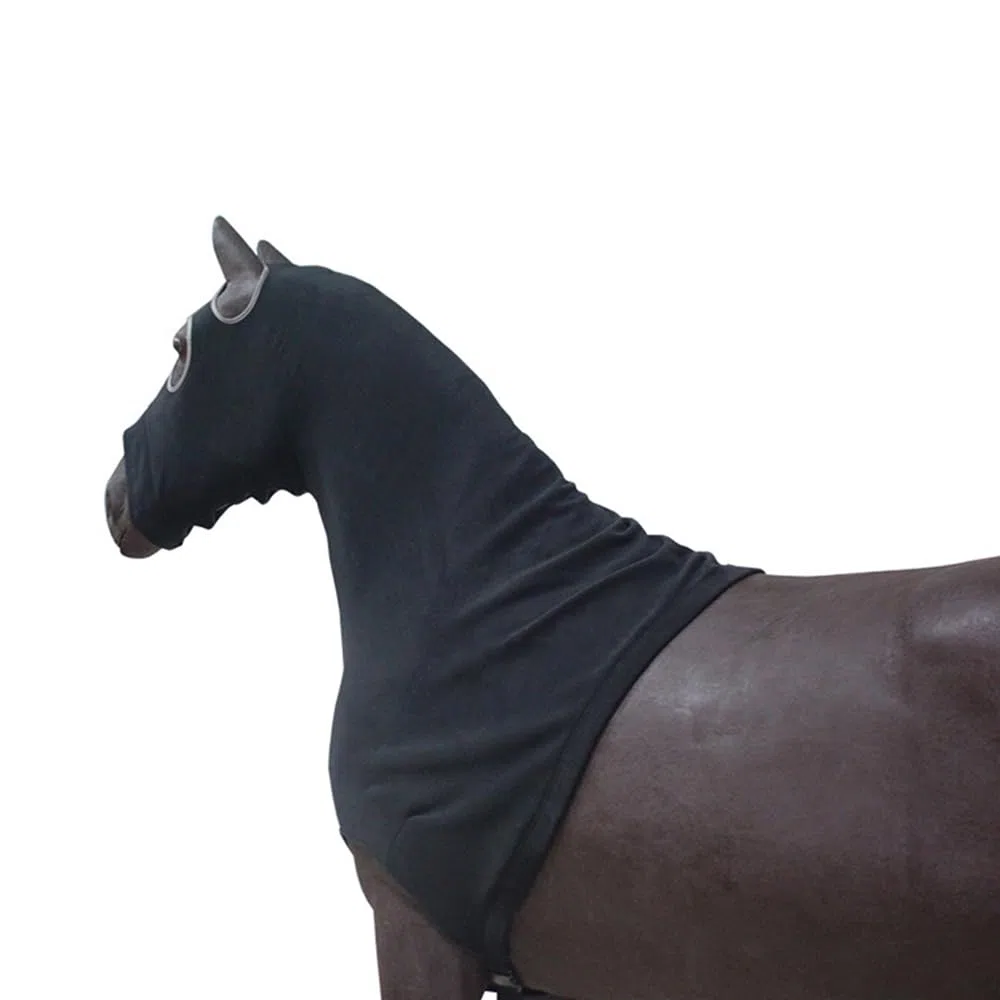 TopHomer Capucha de cabeza de caballo de forro polar suave, cómoda manga de cabeza de caballo con cremallera para proteger la melena, mantener el cuello caliente (negro/grande)