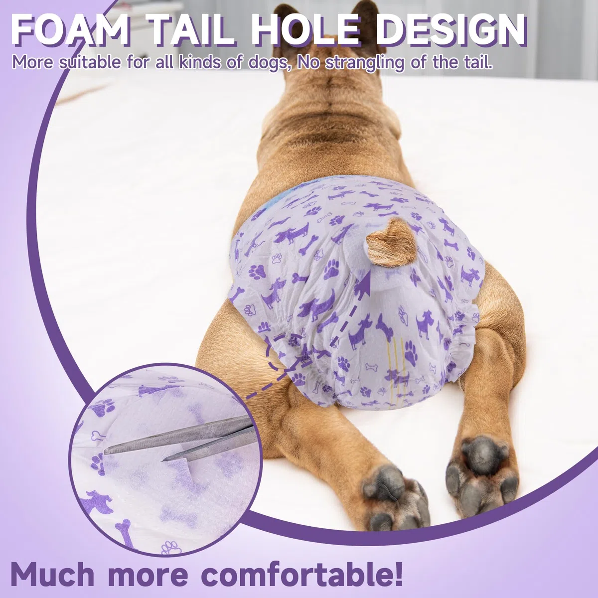 MICOOYO Pañales para perros femeninos, 40 unidades, pantalones desechables para perros con agujero trasero ajustable, pañales súper absorbentes para hembras y gatos en temporada de calor para