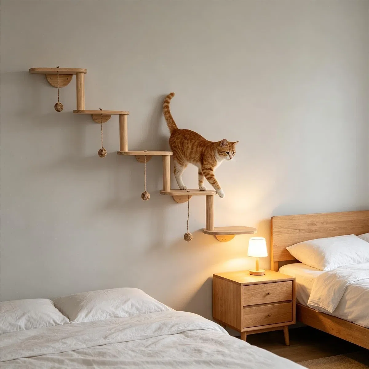 Escalera de Pared para Gatos, 5 Peldaños, Rascador de Sisal