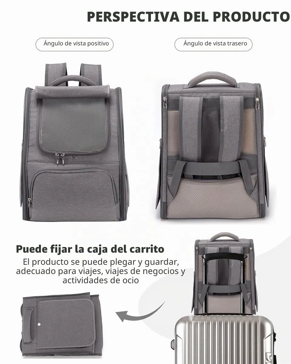 PETCUTE Transportin Gato Mochila Perro Pequeños Bolsa para Transportar Gatos Transpirable Viaje Mochila para Llevar Perros Gato Gris
