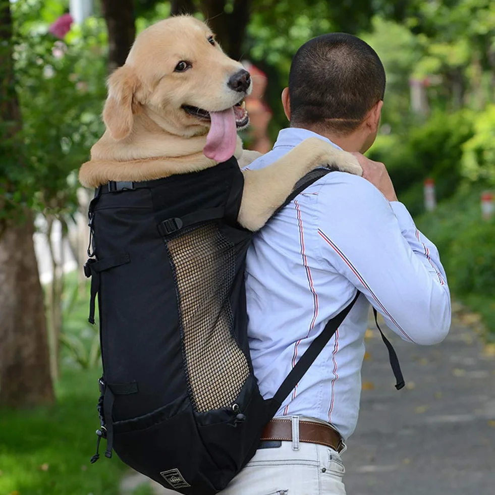 Woolala Mochila ligera para transportar mascotas para perros pequeños y medianos, bolsa segura aprobada por veterinarios para viajes, fácil de llevar, ahorra espacio, color negro, XL
