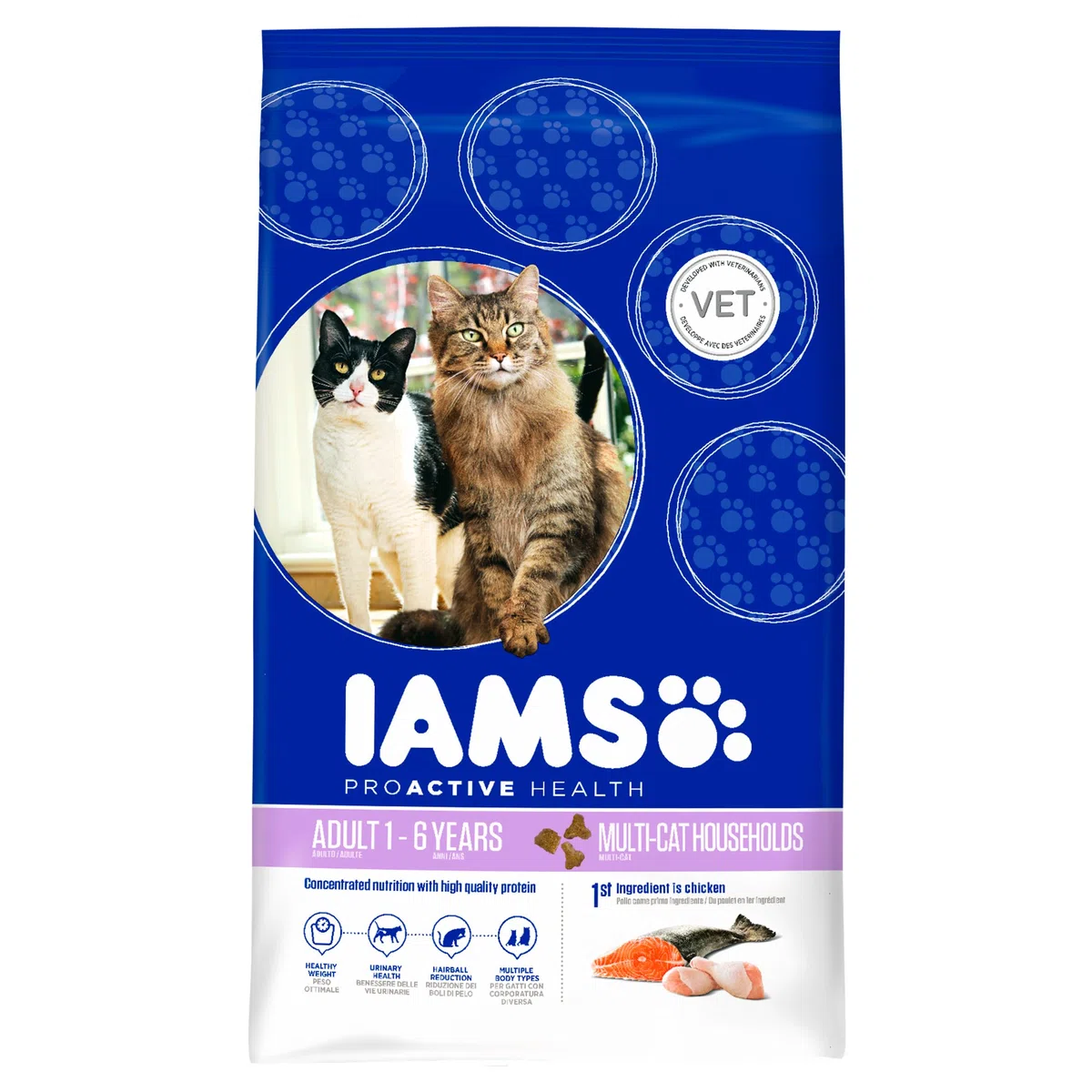 IAMS ProActive Health Adult & Mature & Senior Multi-Cat Households with Salmon & Chicken 15 Kg