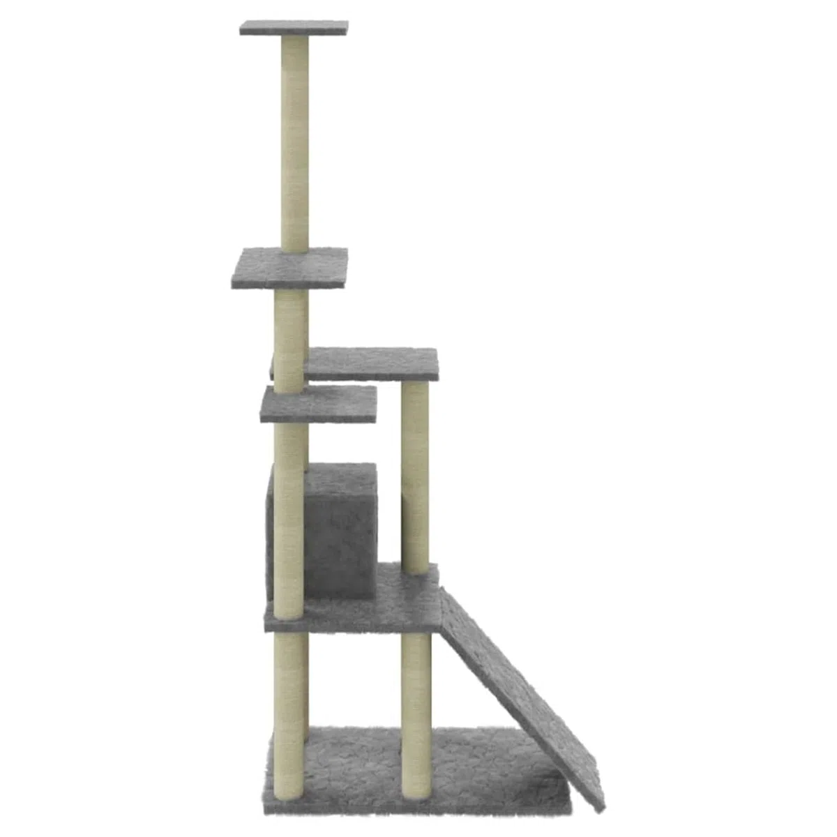 Rascador para Gatos con Postes de sisal, LAPOOH Arbol para Gatos, Gatos Accesorios, Arranhador para Gatos, Arbol Rascador Gatos, Gris Claro 155 cm