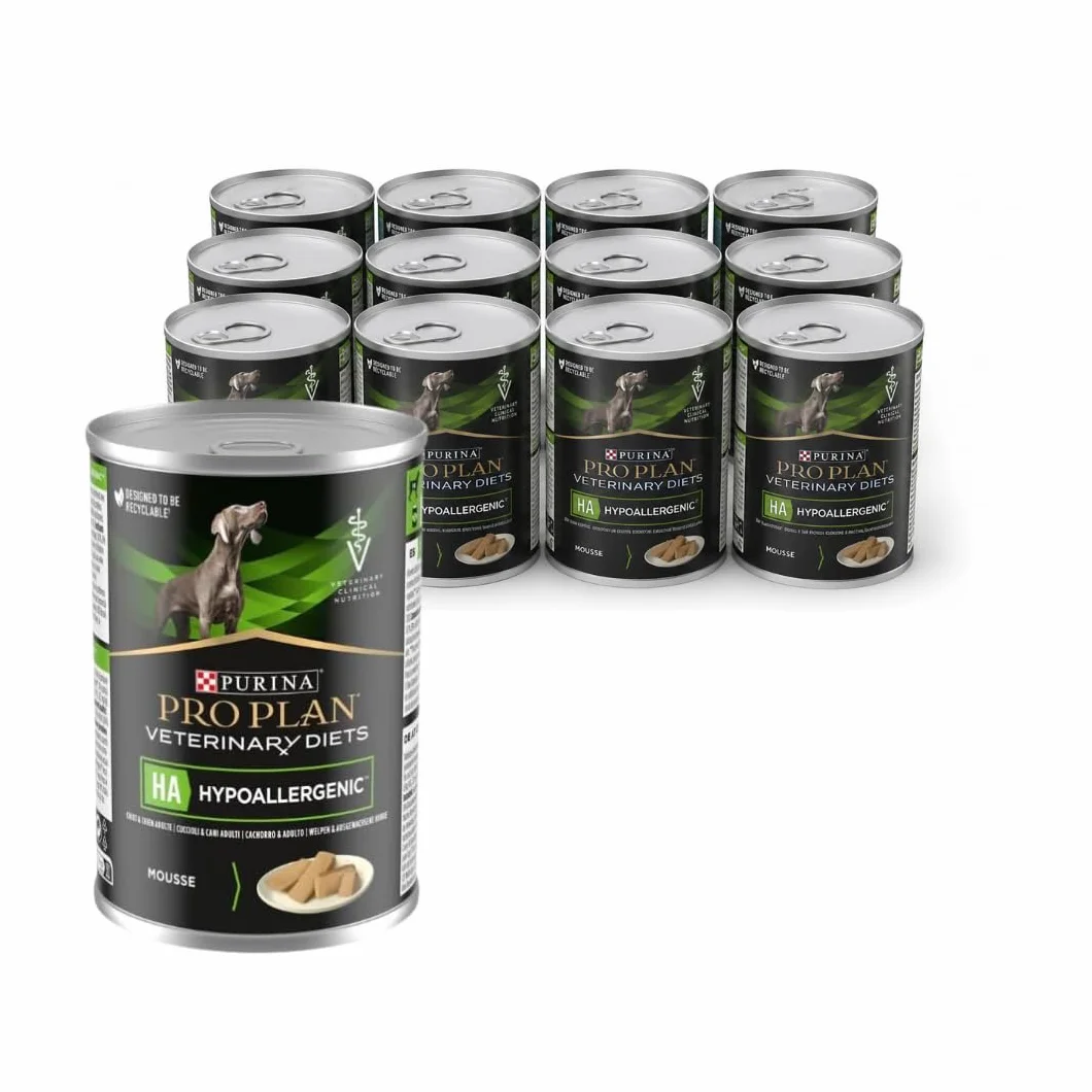 PURINA Pro Plan Veterinary Diets HA Hipoalergénico | 12 x 400 g | Alimento dietético Completo para Cachorros y Perros | Puede contribuir a Reducir Las intolerancias alimentarias