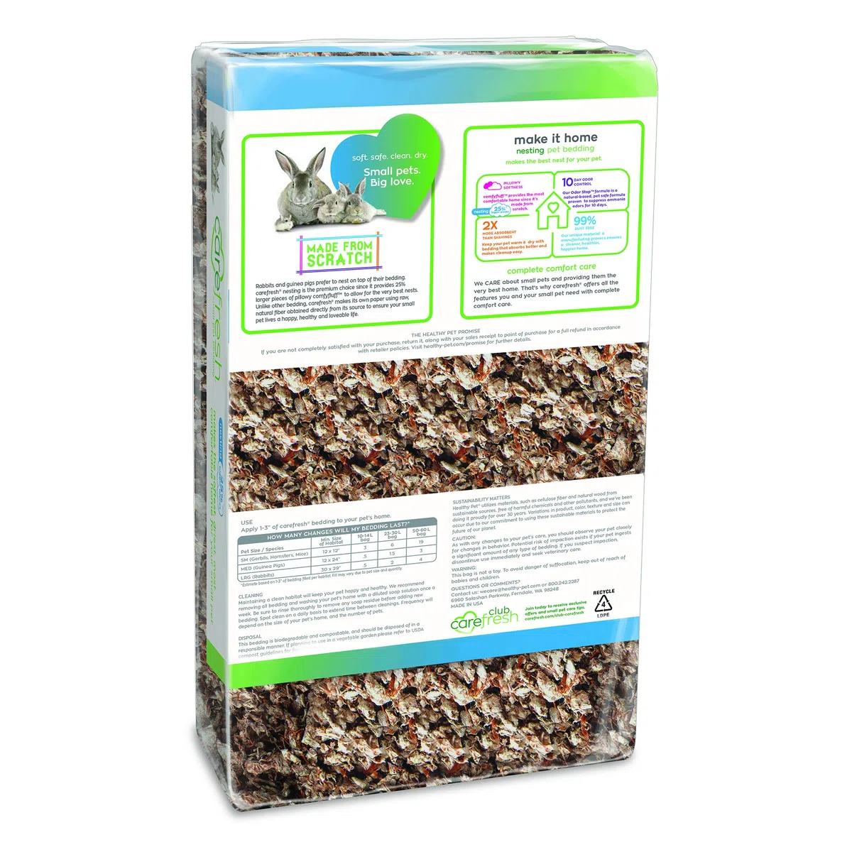 Carefresh cama de mascotas personalizada para conejo/cobaya
