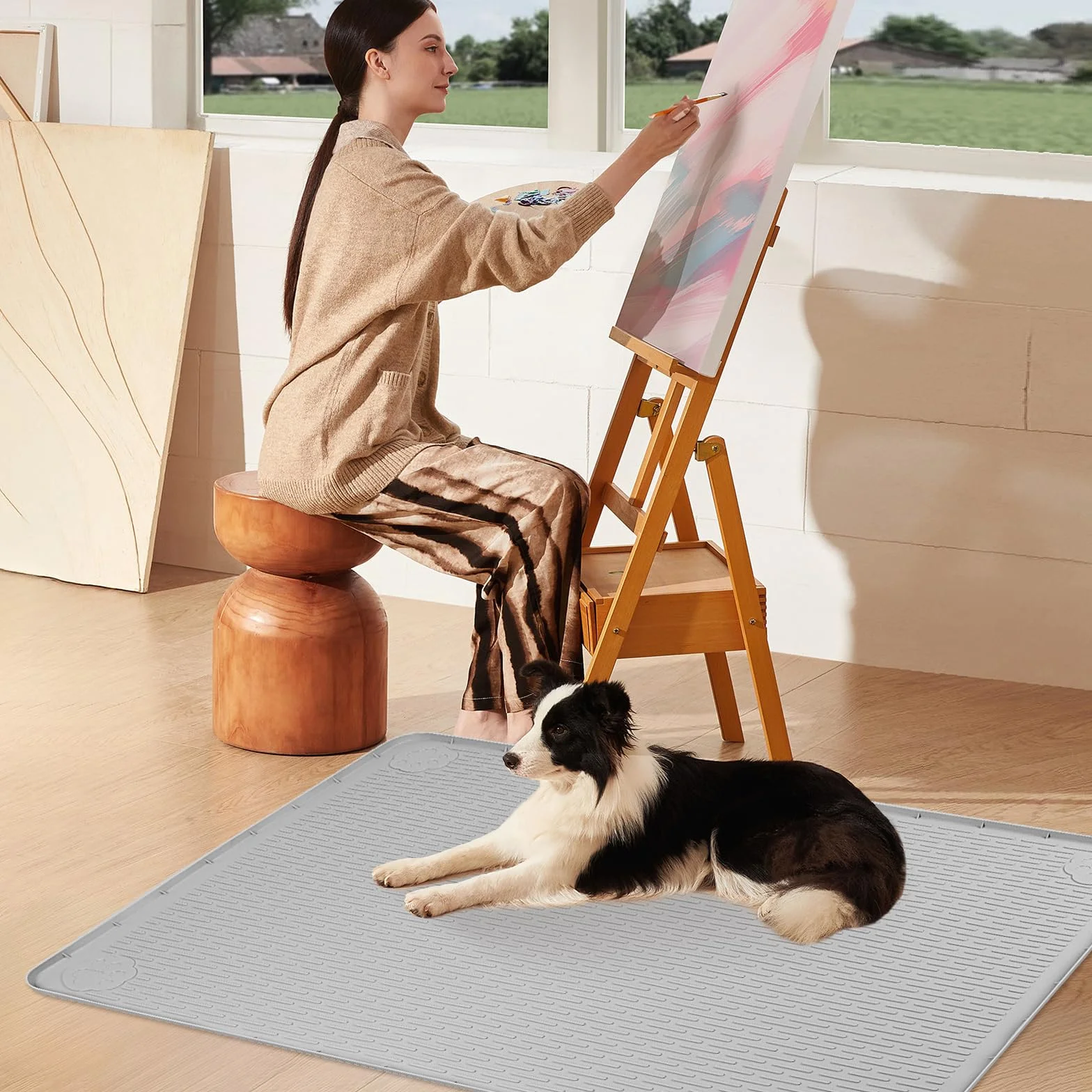 Almohadillas para orina Perros, 50''x35'' Alfombrilla de Silicona Reutilizable Grande, Almohadillas de Entrenamiento Lavables para Cachorros para Entrenamiento de Orinal(127x89cm,Gris Claro)