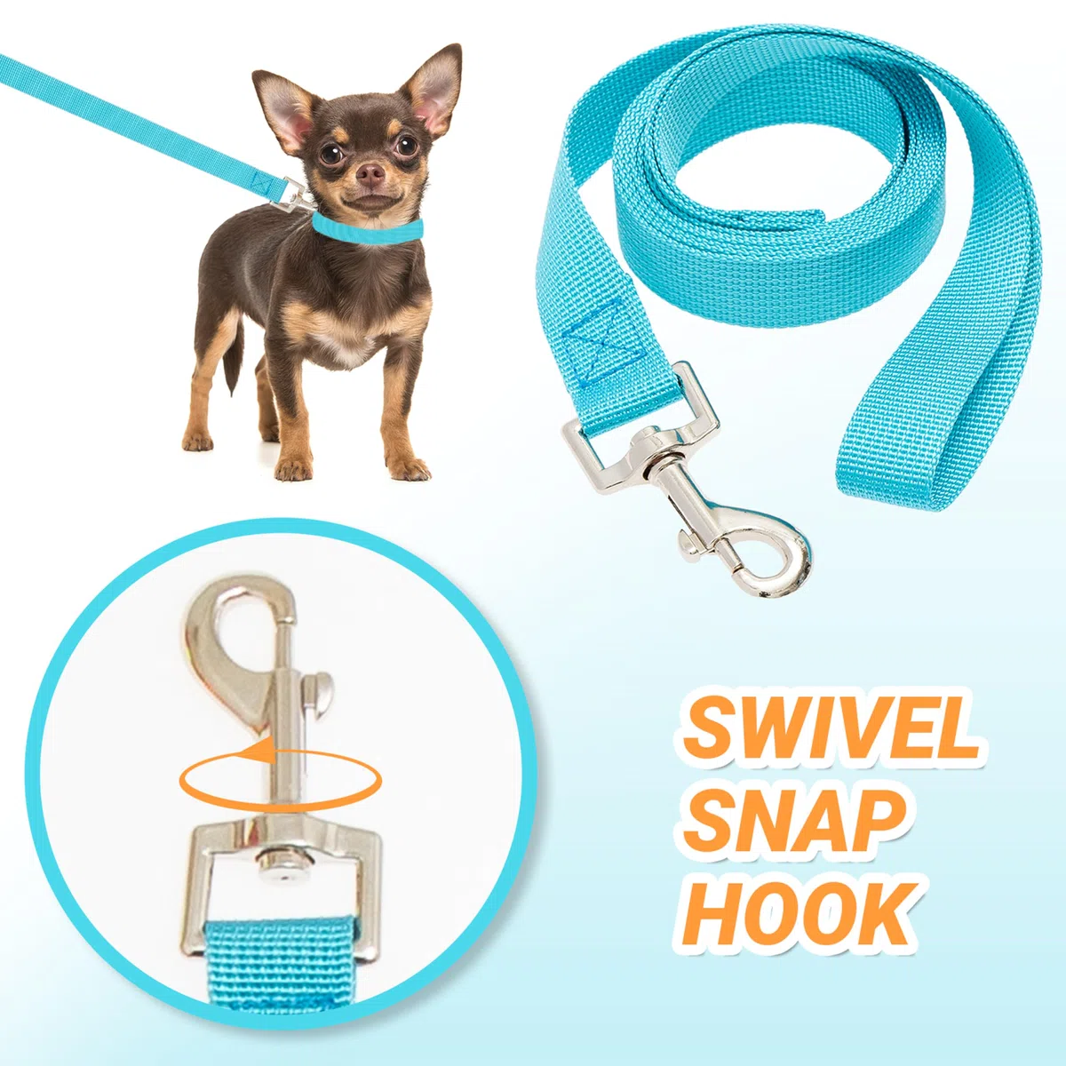 24 correas para perros pequeños, medianos y grandes, correa corta de 6 pies con gancho giratorio para caminar, entrenar, senderismo, rescate, aseo, refugio, al aire libre