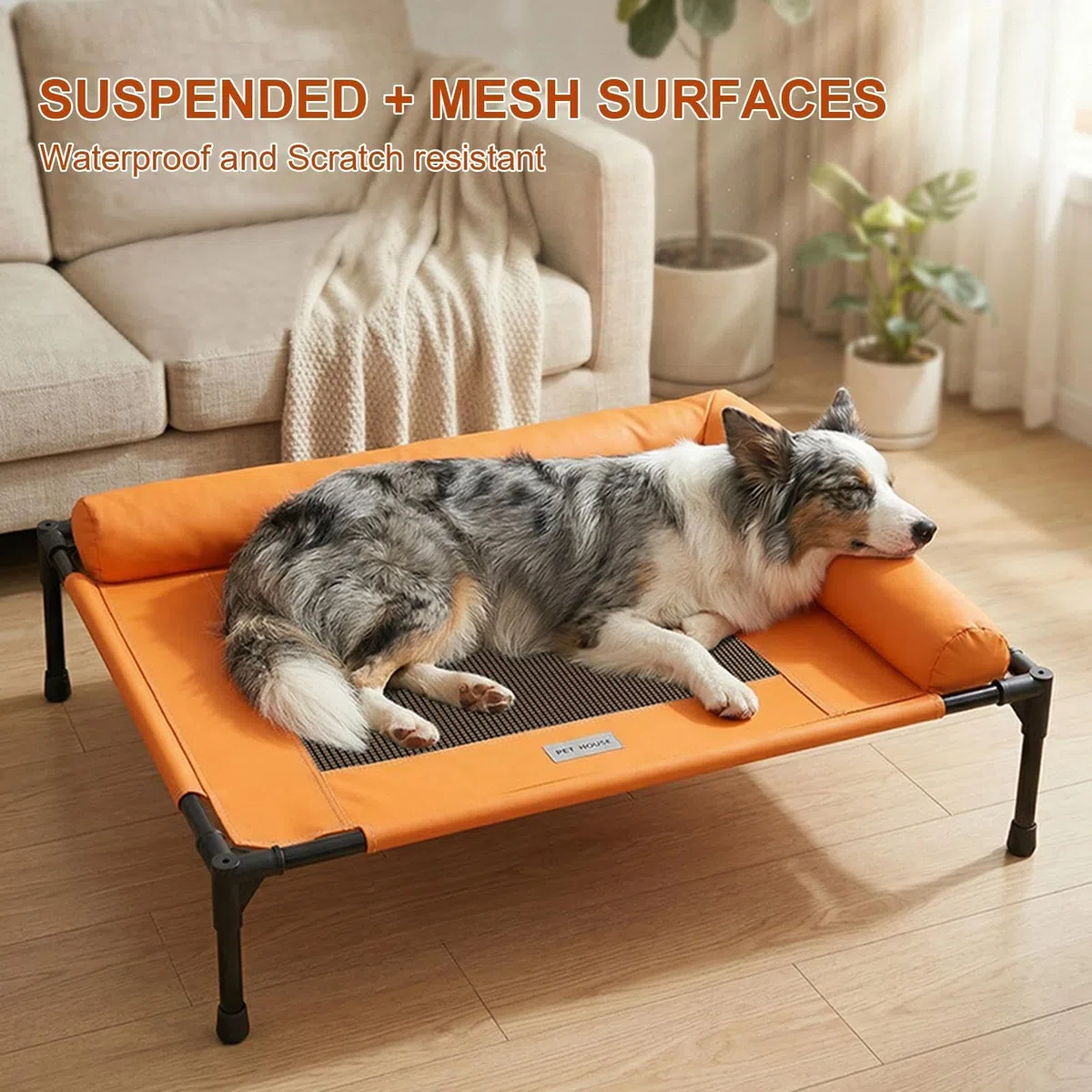 Cama Exterior para Perros Elevado para Descanso de Mascotas | Cama Transpirable de en exteriores, acampada, dormitorio, patio, interior, patio trasero, playa, salón, balcón, perros y