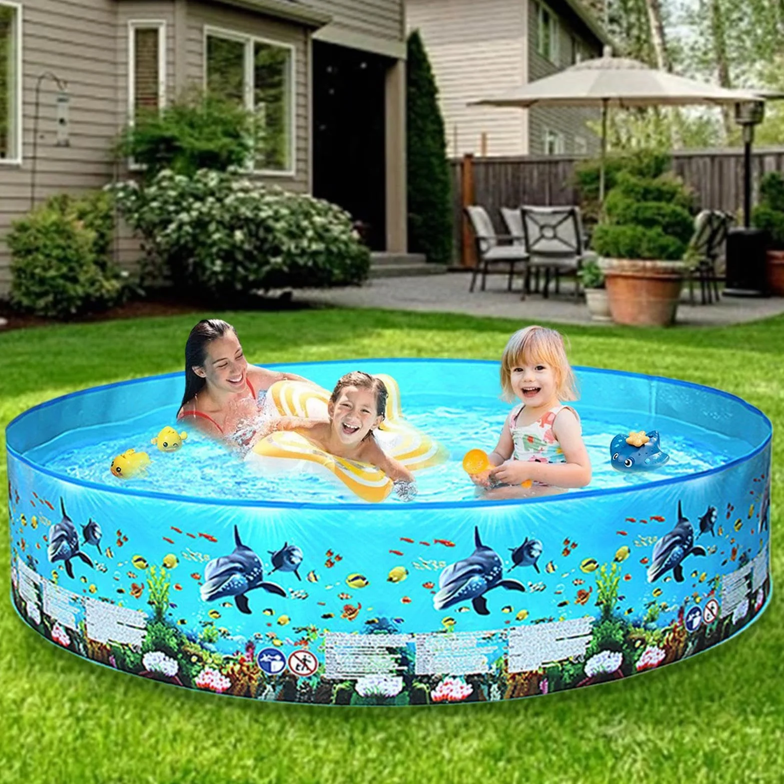 Piscina Plegable Portátil Infantil Bañera Exterior No Inflable De Verano | Piscina De Agua Plegable Para Familia Niños Adultos Mascotas Jardín Patio Terraza Jardín Trasero Patio Exterior
