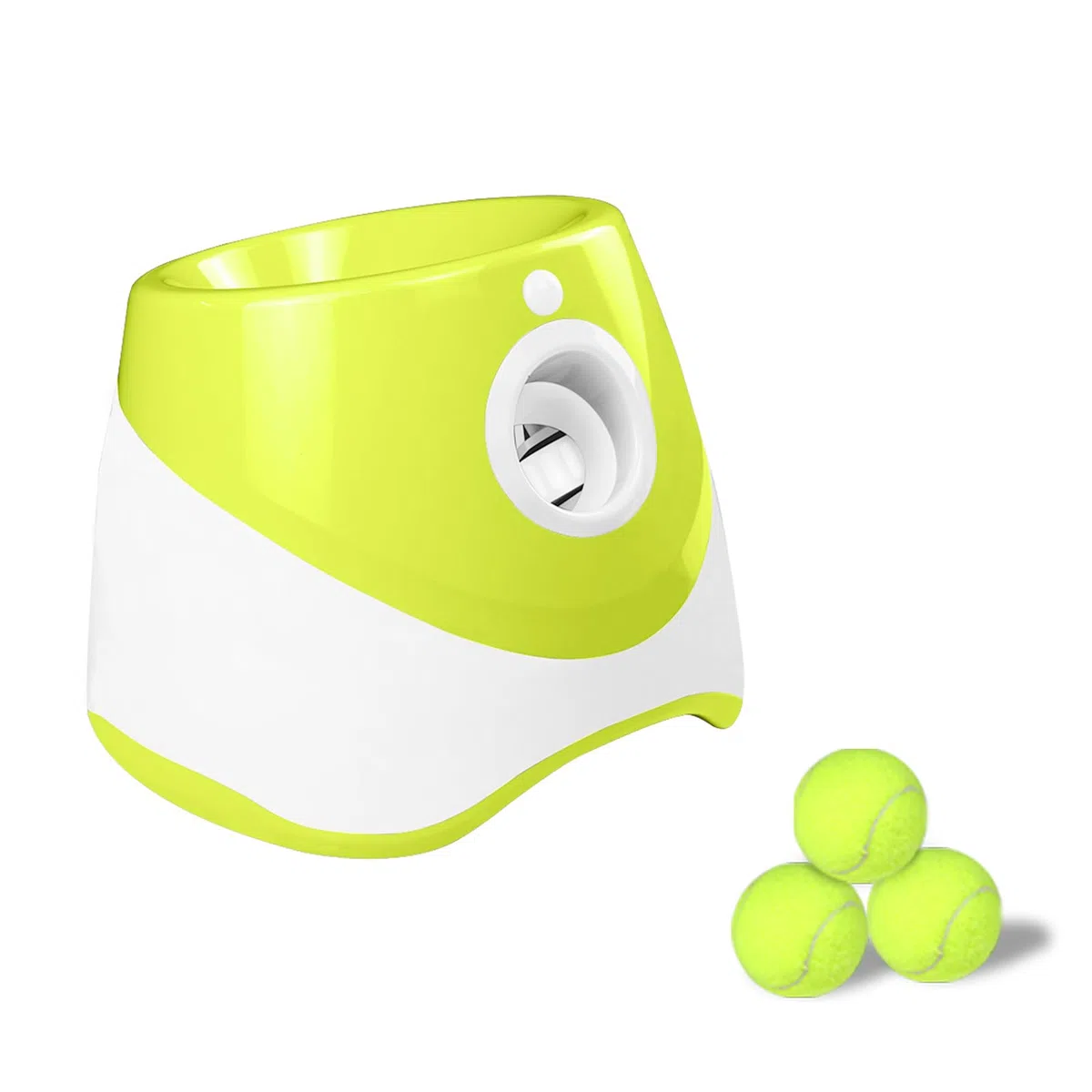 Pongnas Lanzador Automático para Perros con 3 Pelotas de Tenis Suaves: Máquina Interactiva para Diversión en Interiores y Exteriores (Verde Fluorescente)