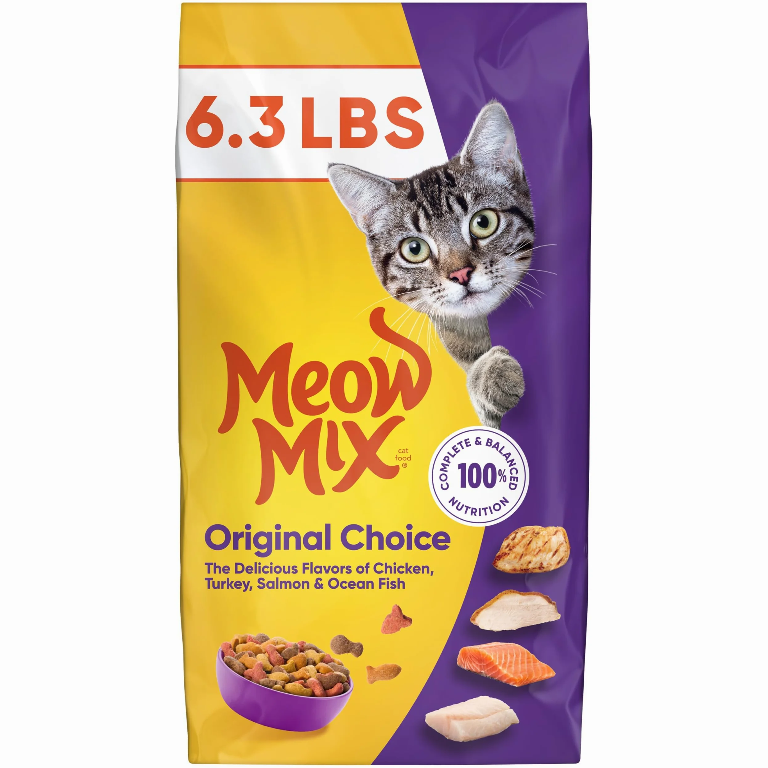 Meow Mix Original Choice - Alimento seco para Gatos, Bolsa de 6.5 Libras