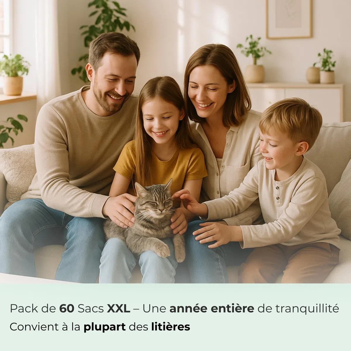 60 bolsas de arena para gatos con cordones extra grandes para protección de basura