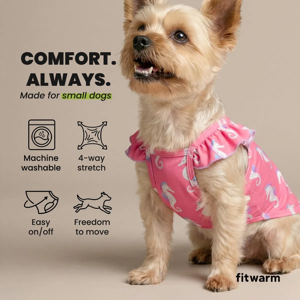 Fitwarm Paquete de 2 camisas de perro con volantes de caballito de mar y estrella de mar, ropa tropical de verano para perros pequeños, camiseta hawaiana para mascotas, rosa, morado, XXL