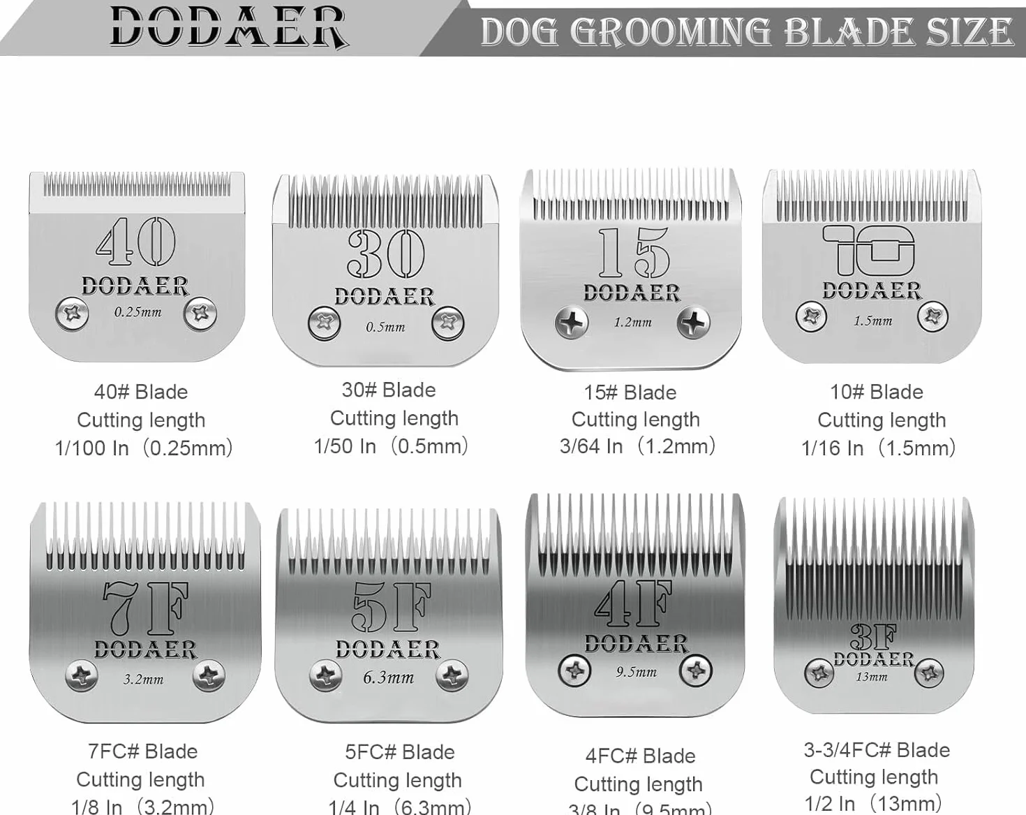 4F Cuchillas desmontables para perros,Compatible con Moser 45-50/Heiniger/Andis,Oster A5,Wahl KM10 Series,2 unidades Plateado
