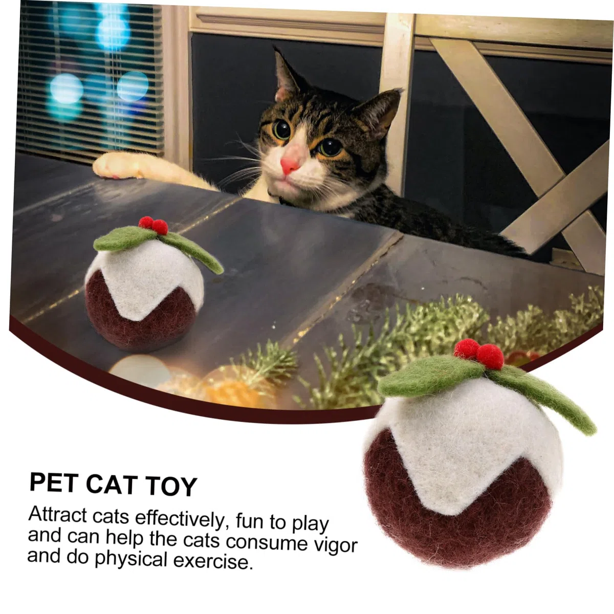 POPETPOP 9 Piezas Pelota de Juguete para Mascotas Gato Juguetes Navidad Hierba gatera Divertido Gato de Cat Toys de Pelota de navideño para rascar s