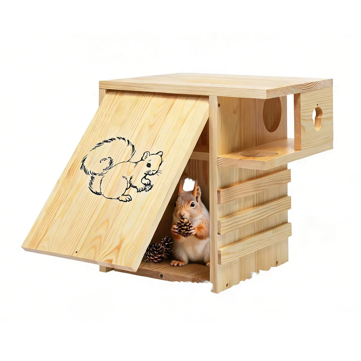 Excelente caja nido de animales hecha de madera con amplio espacio interior, 42 x 42 cm, espaciosa casa pequeña