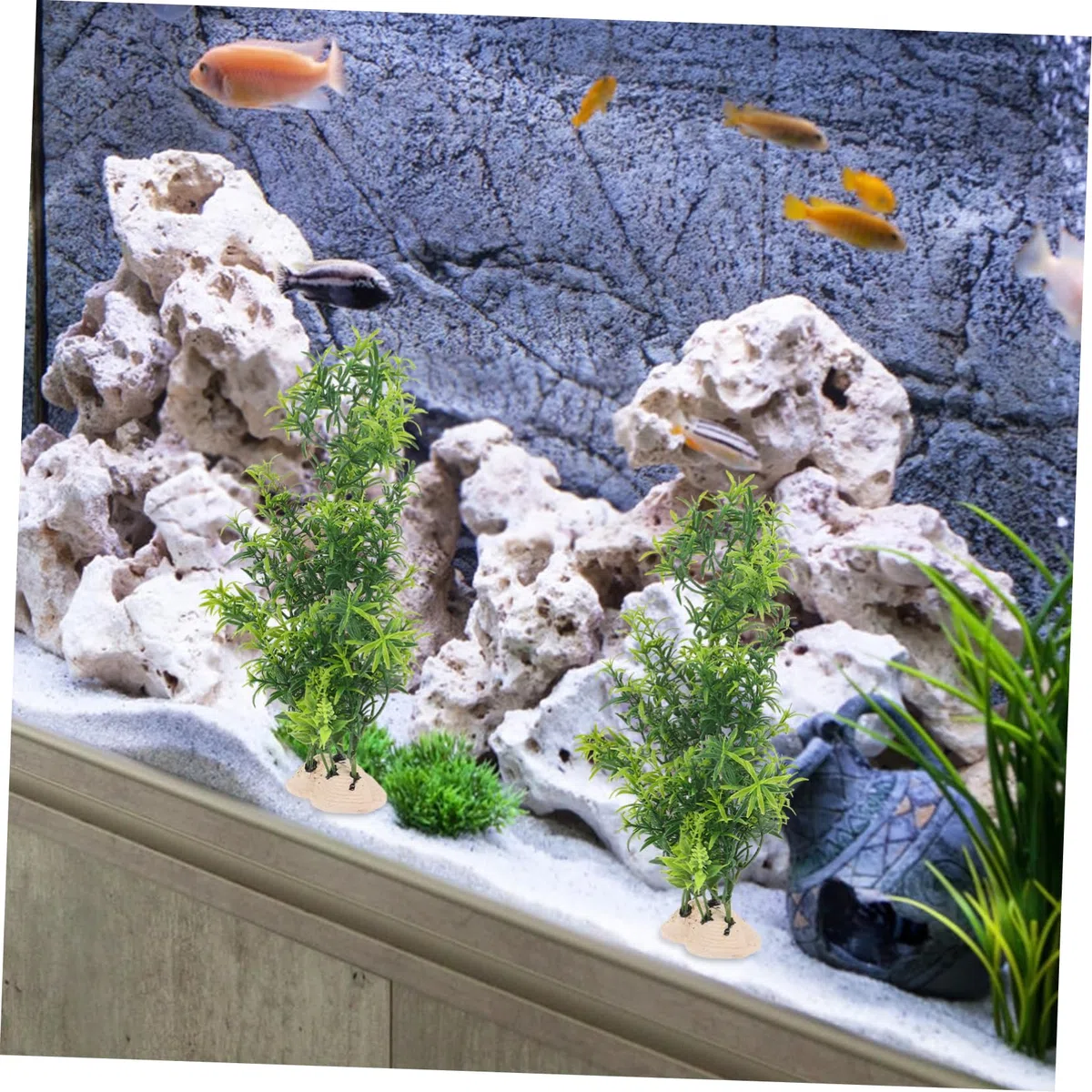 Sosoport 2piezas Acuario Decoración De Plantas Artificiales Bonsái De Pino Falso para Acuarios y Terrarios Accesorios De Paisajismo Acuático Diseño Lifelike para Peceras y Reptiles