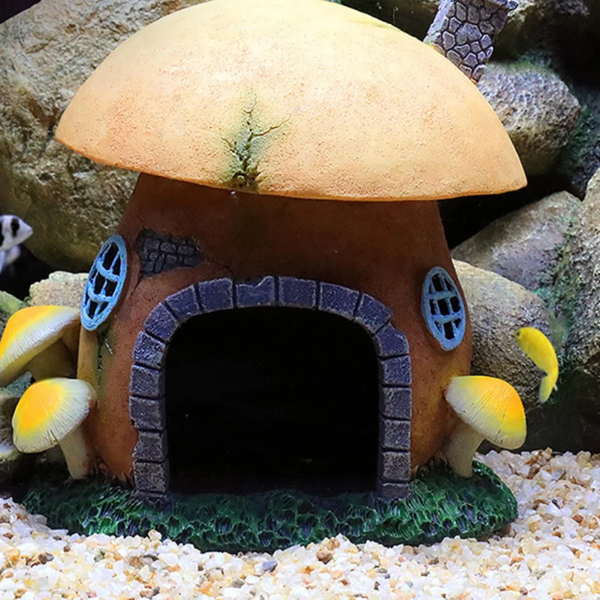 Adorno de Acuario Castillo Hongo de Resina Verde para Peces y