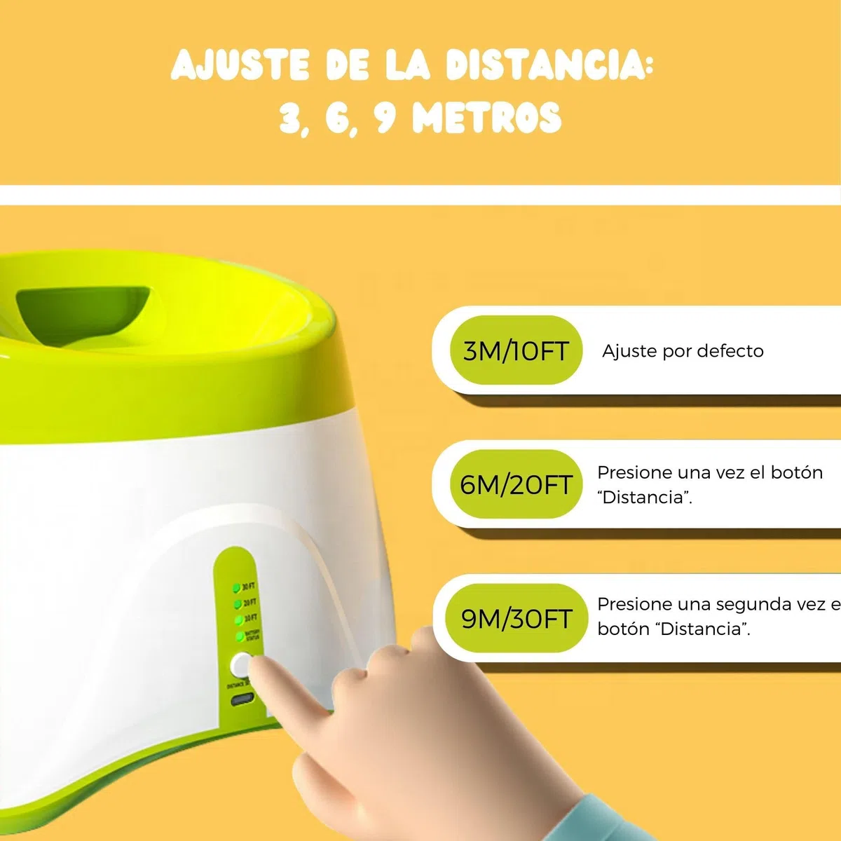 Climsom Lanzador Automático de Pelotas para Perros Ballouf Juguete Interactivo con 6 Pelotas - Batería Recargable 5h - 3 Distancias Ajustables - Idea