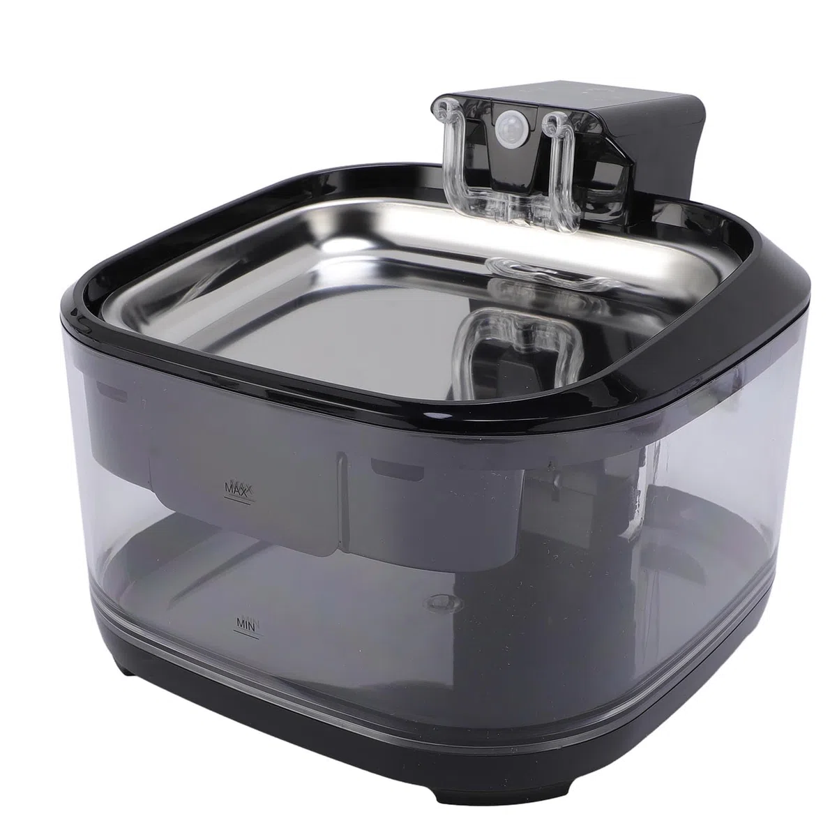 Fuente de Agua Automática Silenciosa para Mascotas de 4,5 L para Perros y Gatos, Cuenco de Acero Inoxidable, de Filtración Inteligente, Ideal para Uso Doméstico (Black)