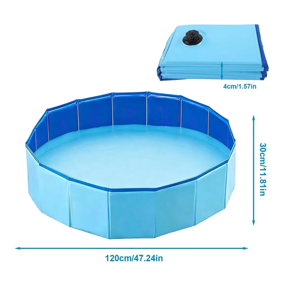 Piscina Pequeña 120 x 30 cm Antideslizante Plegable Portátil Bañera | Bañera Dura Para Mascotas Adecuado En Patio Jardín Baño Interior Exterior Hogar Niños Cachorros Gatos