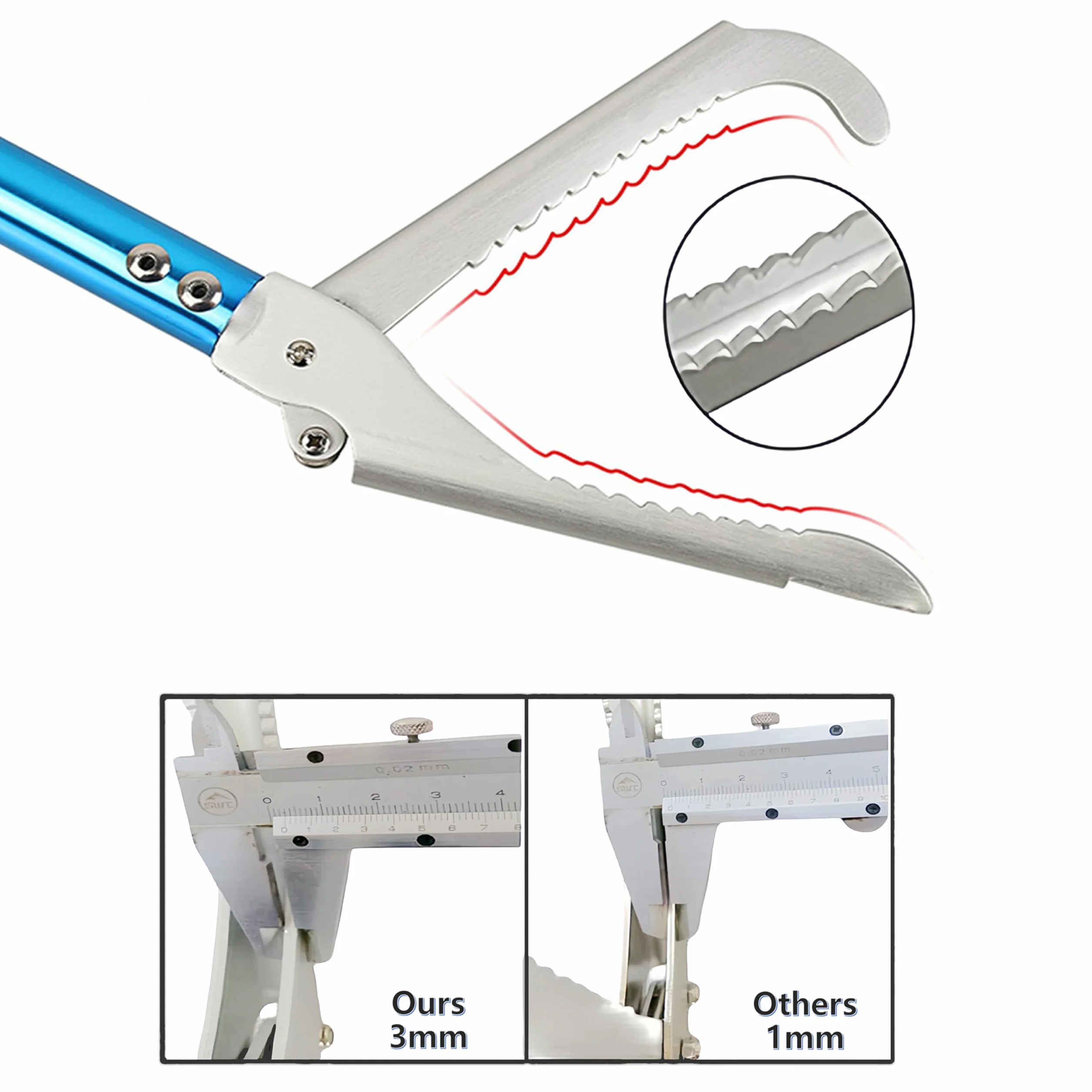 Pinza profesional de aleación de aluminio de 39 pulgadas (100 cm) para reptiles, sonajero, atrapador de serpientes, herramienta de manejo de mandíbula ancha con cerradura y mango de agarre cómodo