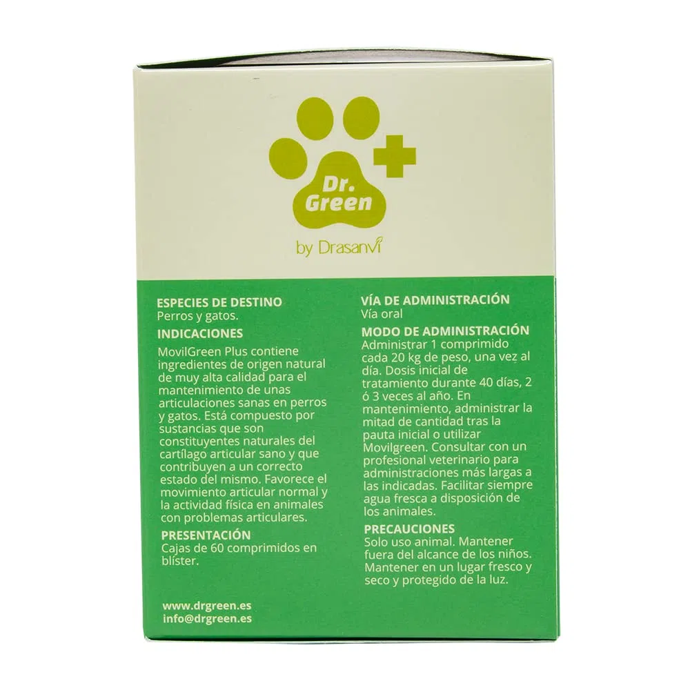 Artrosis Perro Movilgreen Plus 60 Comprimidos para Articulaciones Drasanvi | Formula Reforzada con Mayor Concentracion de Activos para Perros con Necesidades Articulares Mas Exigentes, Dr Green
