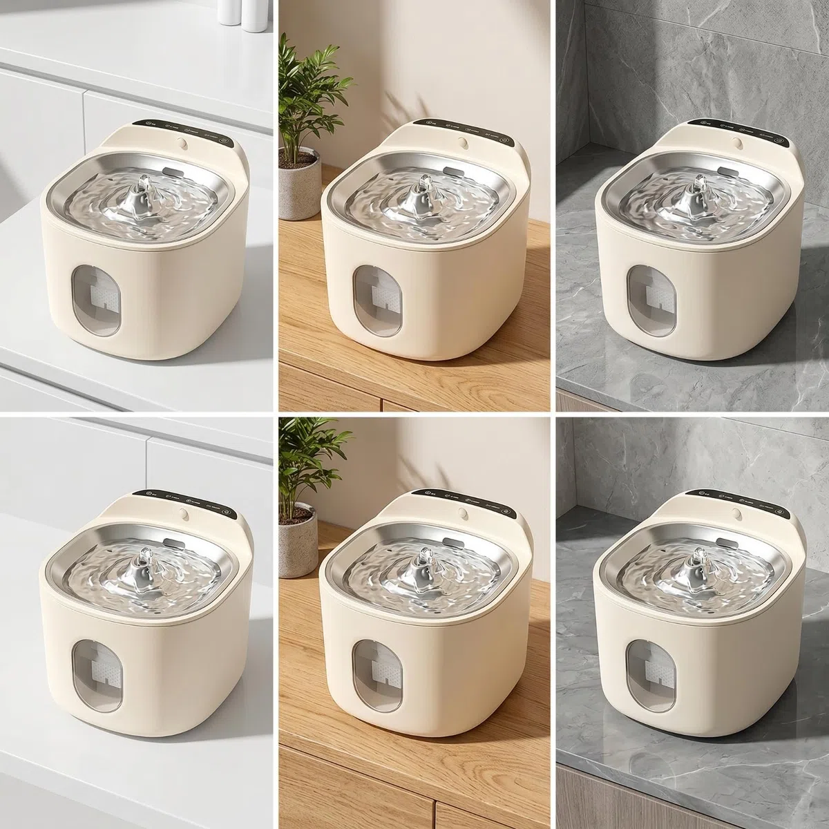 Abrevaro Inteligente Inteligente con Higiénico Fuente con Batería Recargable Portátil Fuente Banja Acero Inoxidable para Interiores, Blanco, Bebedero Inteligente