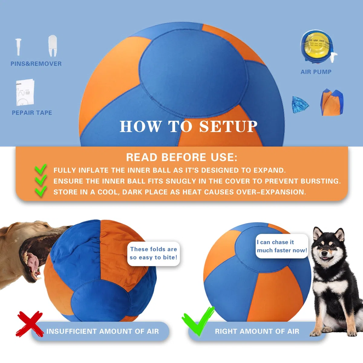 Pelota de pastoreo para perros, pelota alegre duradera e impermeable de 18 pulgadas para perros, juguete de entrenamiento para perros para razas medianas y grandes, juguetes para perros