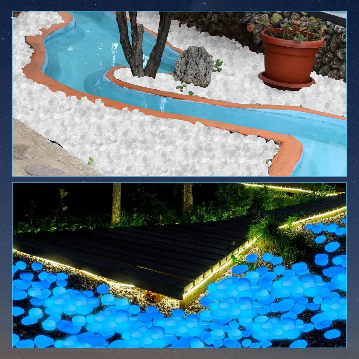 Landical 100 Piedras Que Brillan en la Oscuridad, Piedras Que Brillan en la Oscuridad, Piedras Luminosas para Acuario, Grava, decoración de Plantas suculentas (Blanco, 1.8 Pulgadas)
