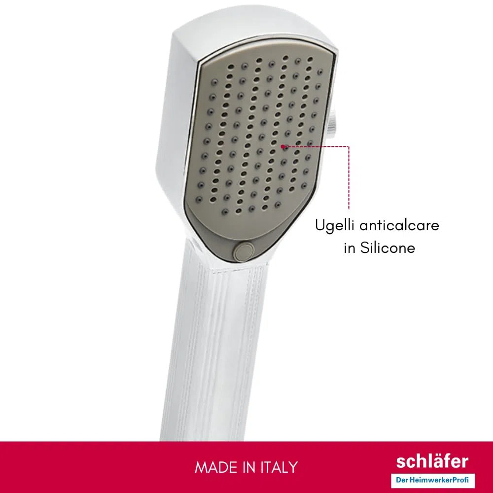Schläfer 1303900 | Cabezal de ducha con cepillo y lima para mascotas | Cepillo de baño y peine para perros, gatos | Cabezal de ducha, pulverizador en ABS cromado