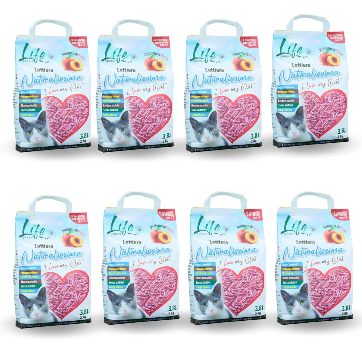 Arena Natural para Gatos, 16 kg, melocotón, con Fibra de Guisante y almidón de maíz, Vegetal, Biodegradable, aglutinante, Elimina olores