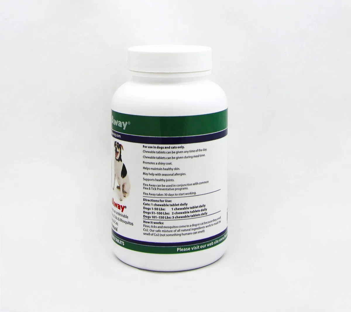 Flea Away Repelente de pulgas, garrapatas y Mosquitos Natural para Perros y Gatos, 100 tabletas masticables, Individual