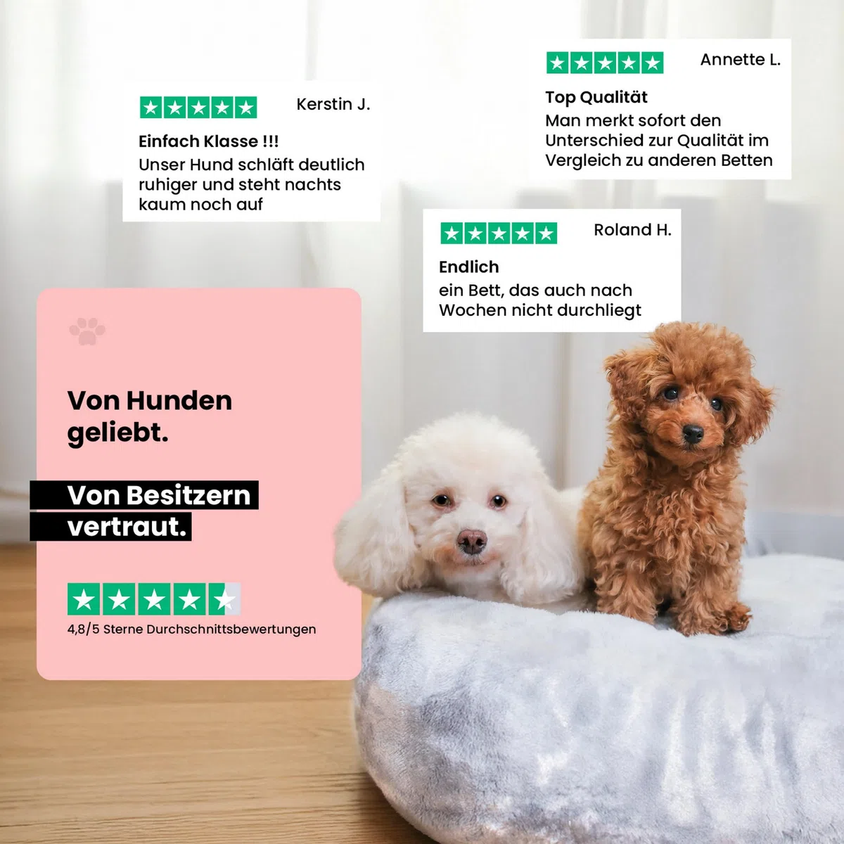 Wahre Tierliebe Cama para perros Cloud 7 [Plus] – El original, con funda lavable [S, 70 cm, gris] Cojín para perros, cesta para perros, cama mullida para perros grandes, medianos y pequeños