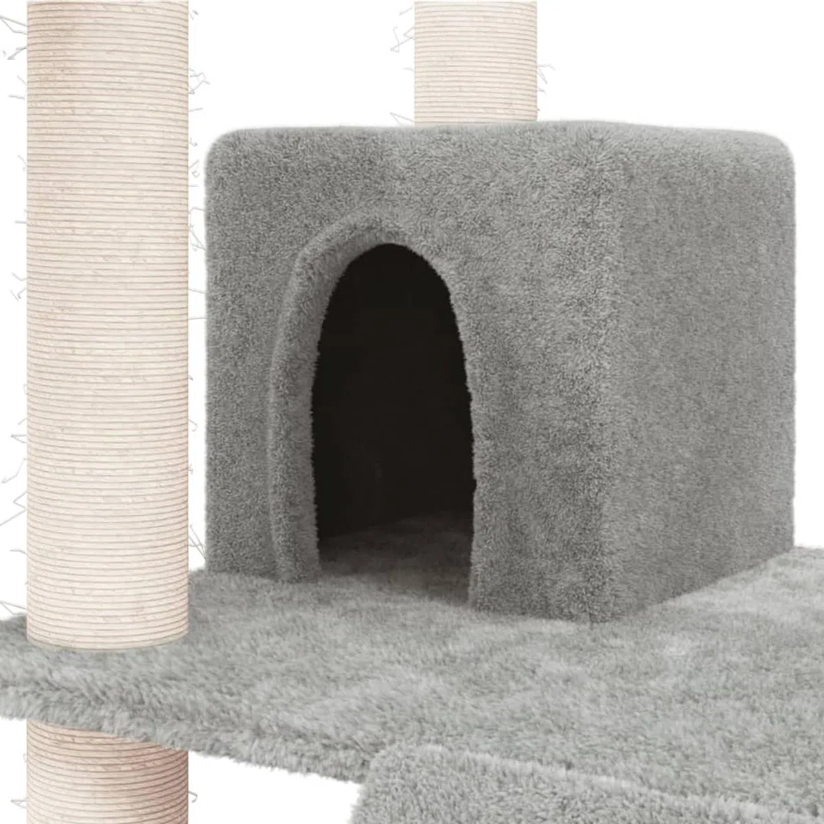 LAPOOH Rascador para Gatos con Postes de sisal, Rascador Gato, Arbol Rascador para Gatos, Gatos Accesorios, Torre Gatos, Arranhador para Gatos, Casa para Gatos, Gris Claro 83 cm