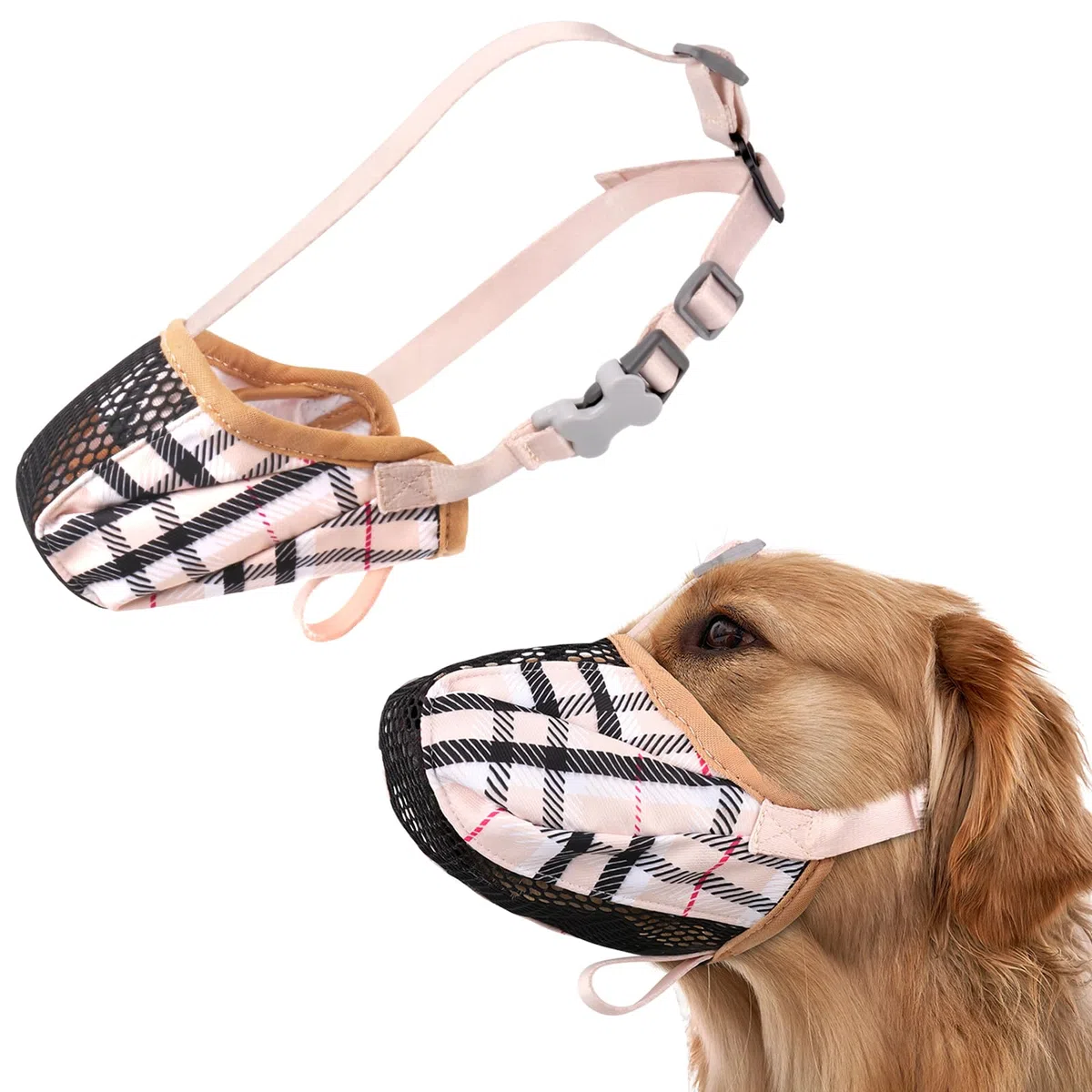 Bozal para perro, bozales de malla de aire suave para perros de tamaño grande, antimasticación, bozal transpirable ajustable para labrador retriever, etc., adecuado para visitas al veterinario que