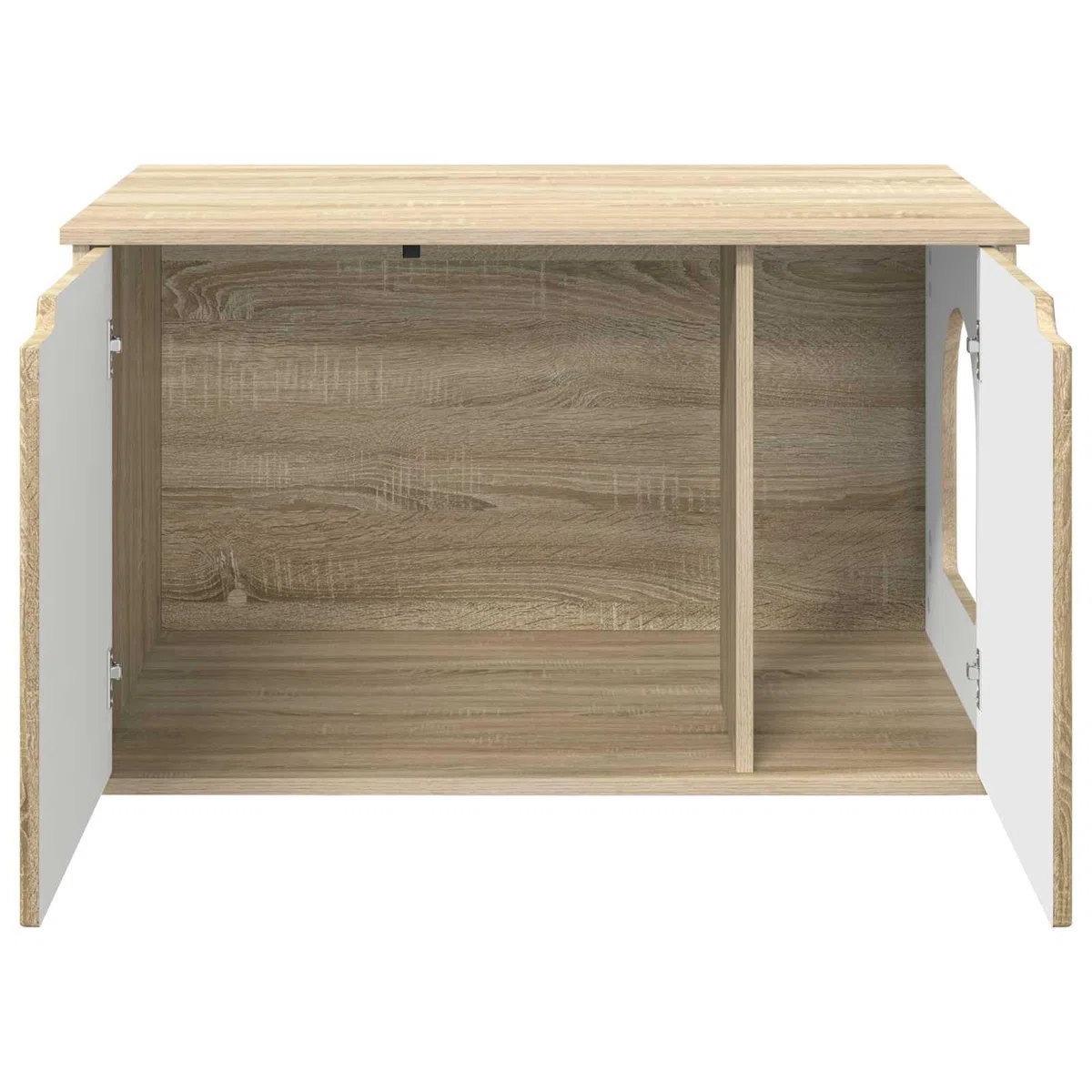 Casa de gato moderna de madera en forma rectangular delgada para sala de estar y esquinas, incluye accesorios de montaje para fácil montaje, estructura robusta