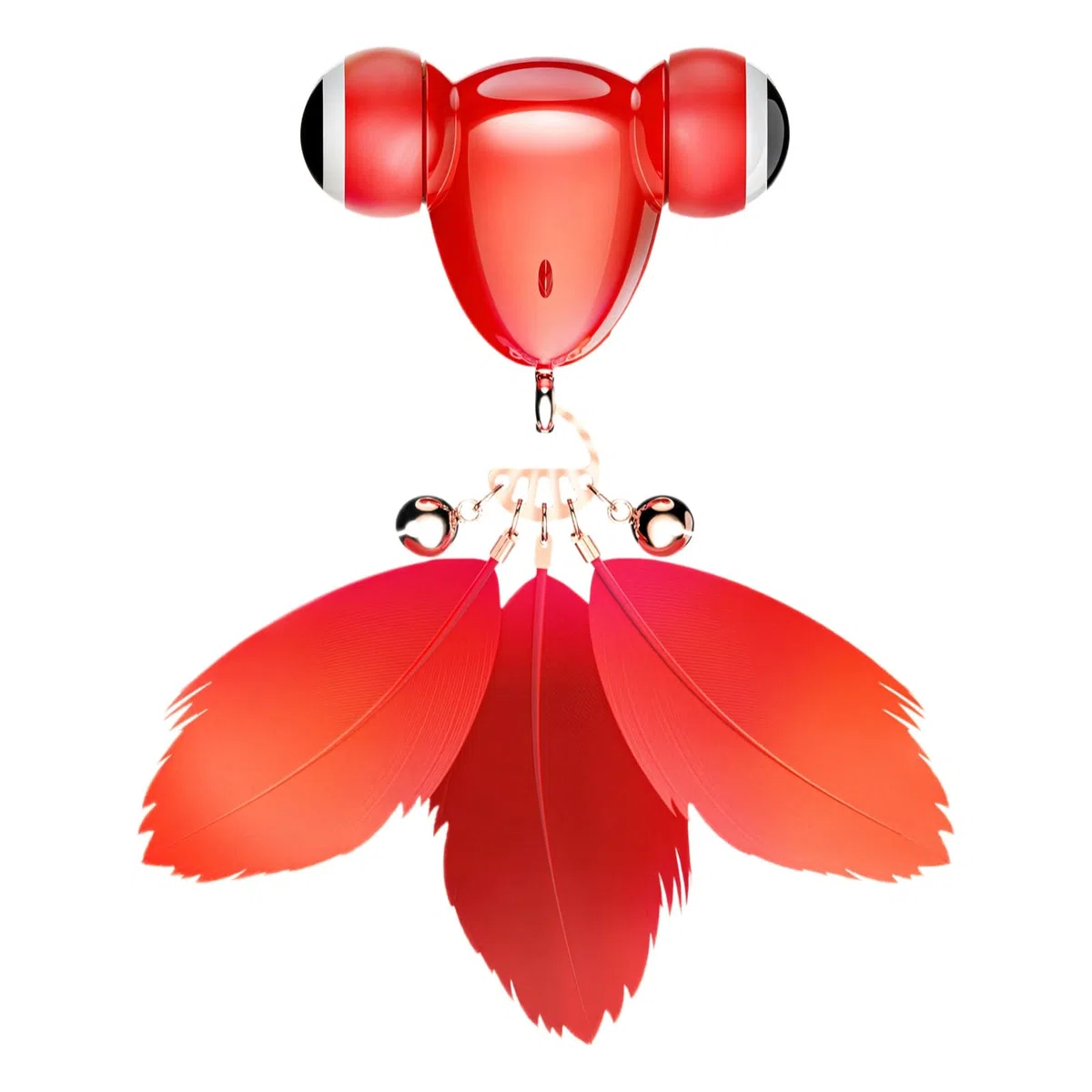 Kitifish - Juguete automático original para gatos, diseño interactivo de peces con pluma y campana, rojo, recargable por USB, para gatos de interior, diversión de caza, estimula el juego activo