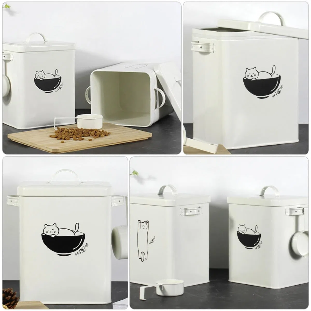 TEHAUX Contenedor Sellado para Alimentos de Mascotas 10l Cubo Metálico Resistente Humedad Almacenamiento de Pienso para Perros y Gatos Caja Hermética para Comida Seca