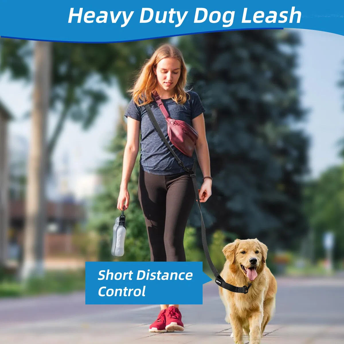 Correa para perro manos libres, suministros para mascotas, correa de cintura para pasear perros, correa de entrenamiento ajustable de 9 pies, correa cruzada resistente para perros, correr,