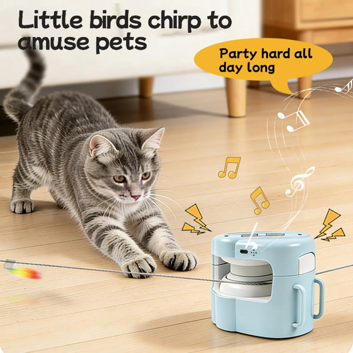 Juguete Interactivo para Gatos, Juguete Eléctrico ABS para Perseguir Gatos con Velocidades Ajustables de 500 a 2500, Control Remoto, Movimiento Aleatorio para de Interior, Ejercicio y