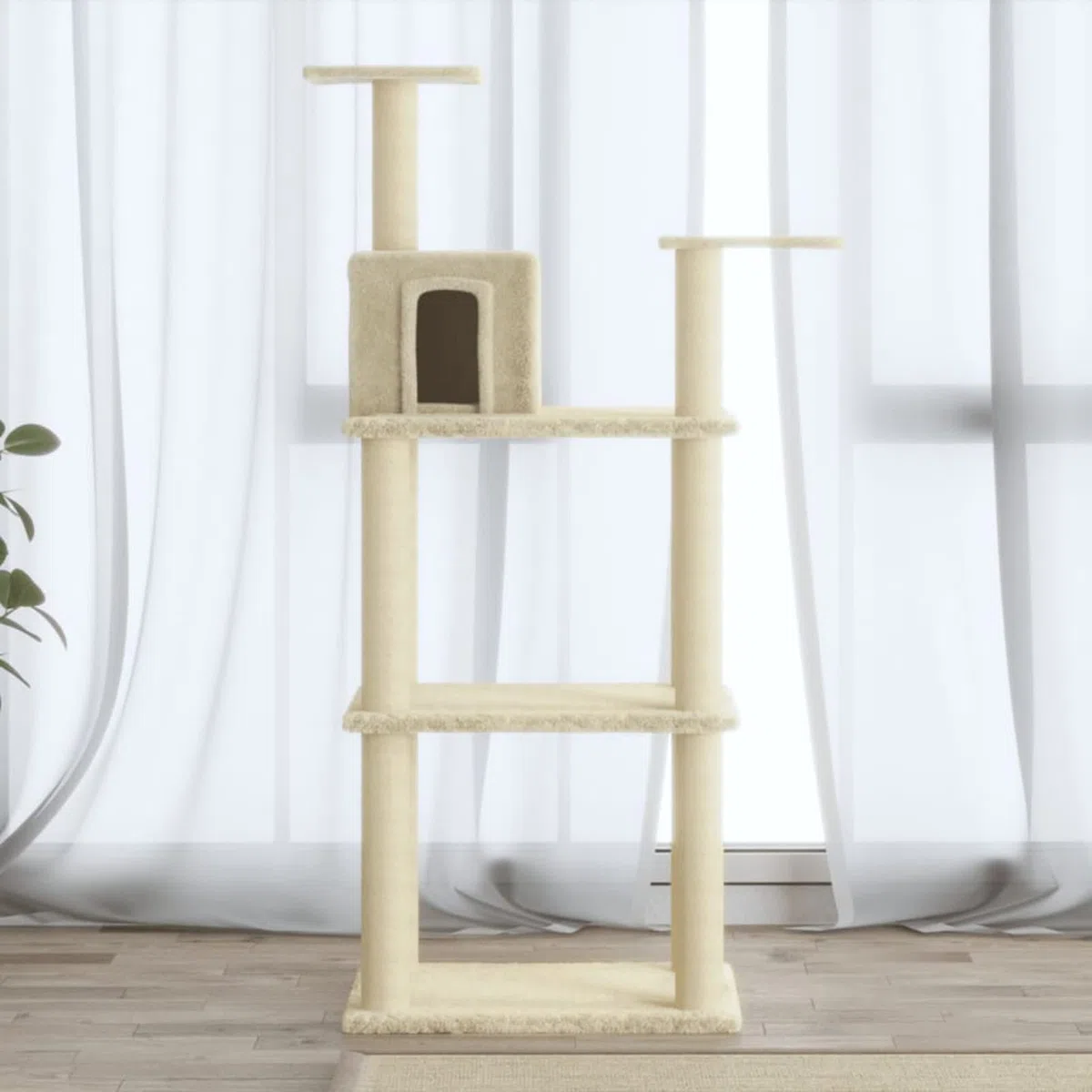 Rascador para Gatos con Postes de sisal, XIAOGUANG Arbol para Gatos, Gatos Accesorios, Arranhador para Gatos, Arbol Rascador Gatos, Crema 119 cm