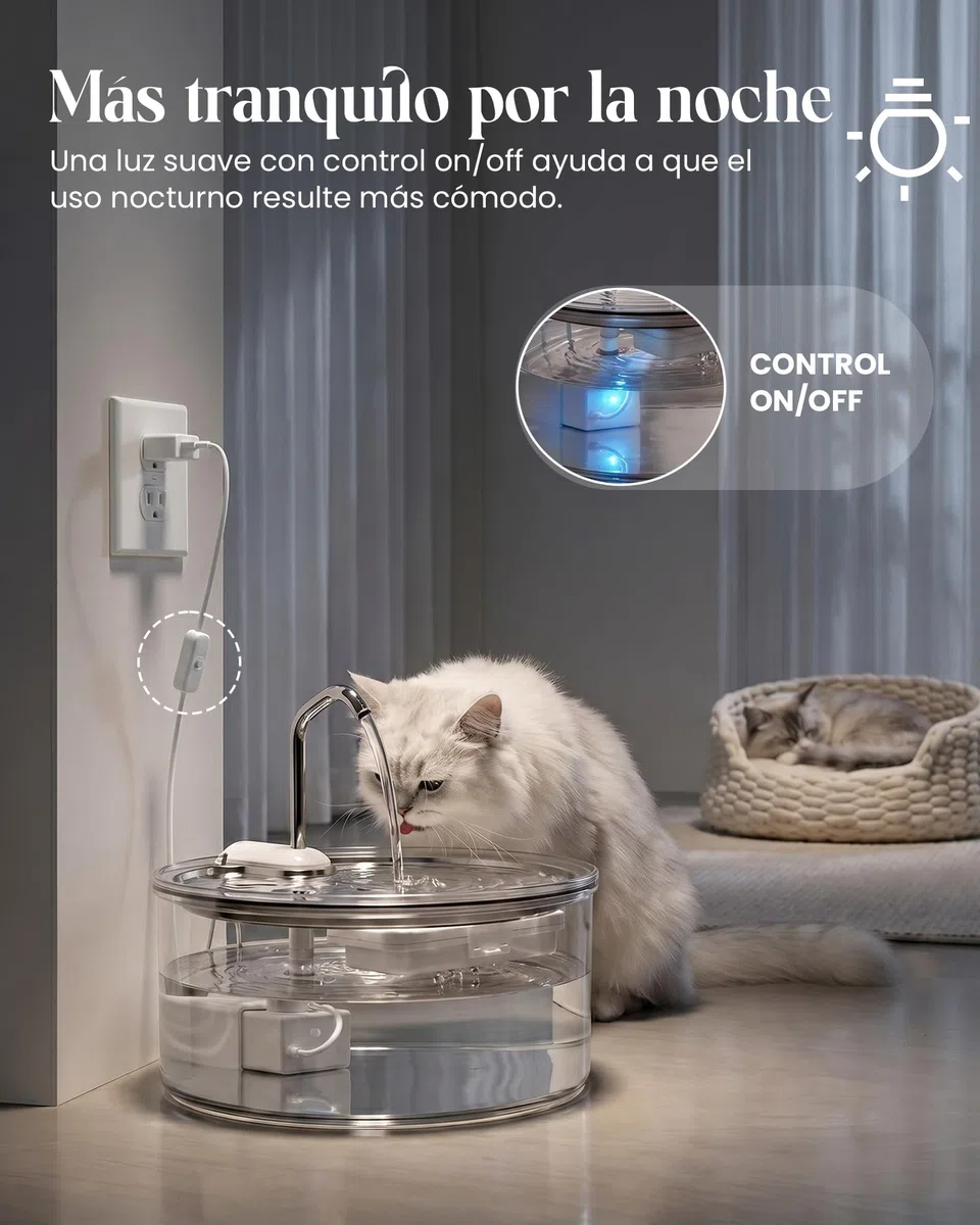 Tomxcute Fuente de Agua de Vidrio de 3,2 L para Gatos y Perros Pequeños | Nivel de agua visible, Súper Silencioso, diseño con grifo y mantenimiento sencillo