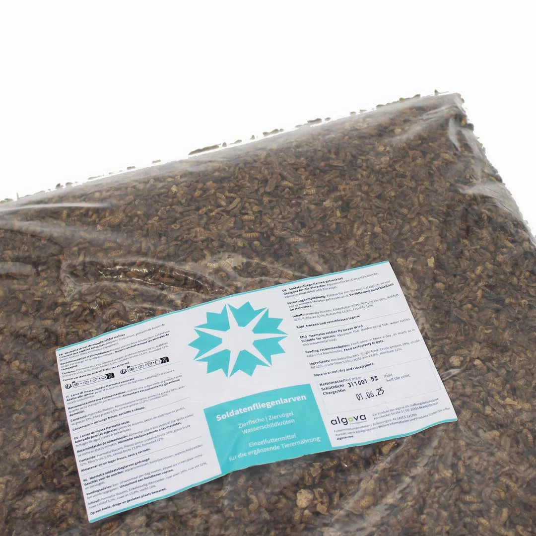 Hermetia Dried - Alimento Natural de Insectos para Peces, Aves, Reptiles, Tortugas, erizos, Pollos, Peces de Estanque (5kg)