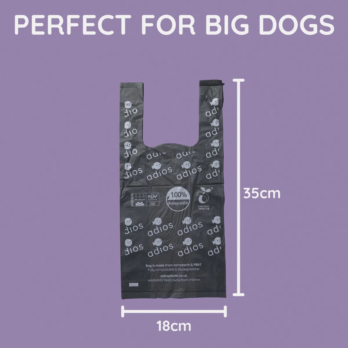 Adios Plastic Home - Rollos de bolsas compostables para excrementos de perro, extra gruesas a prueba de fugas, hechas de almidón de maíz con asas, sin perfume y fáciles de abrir, 360 unidades (3