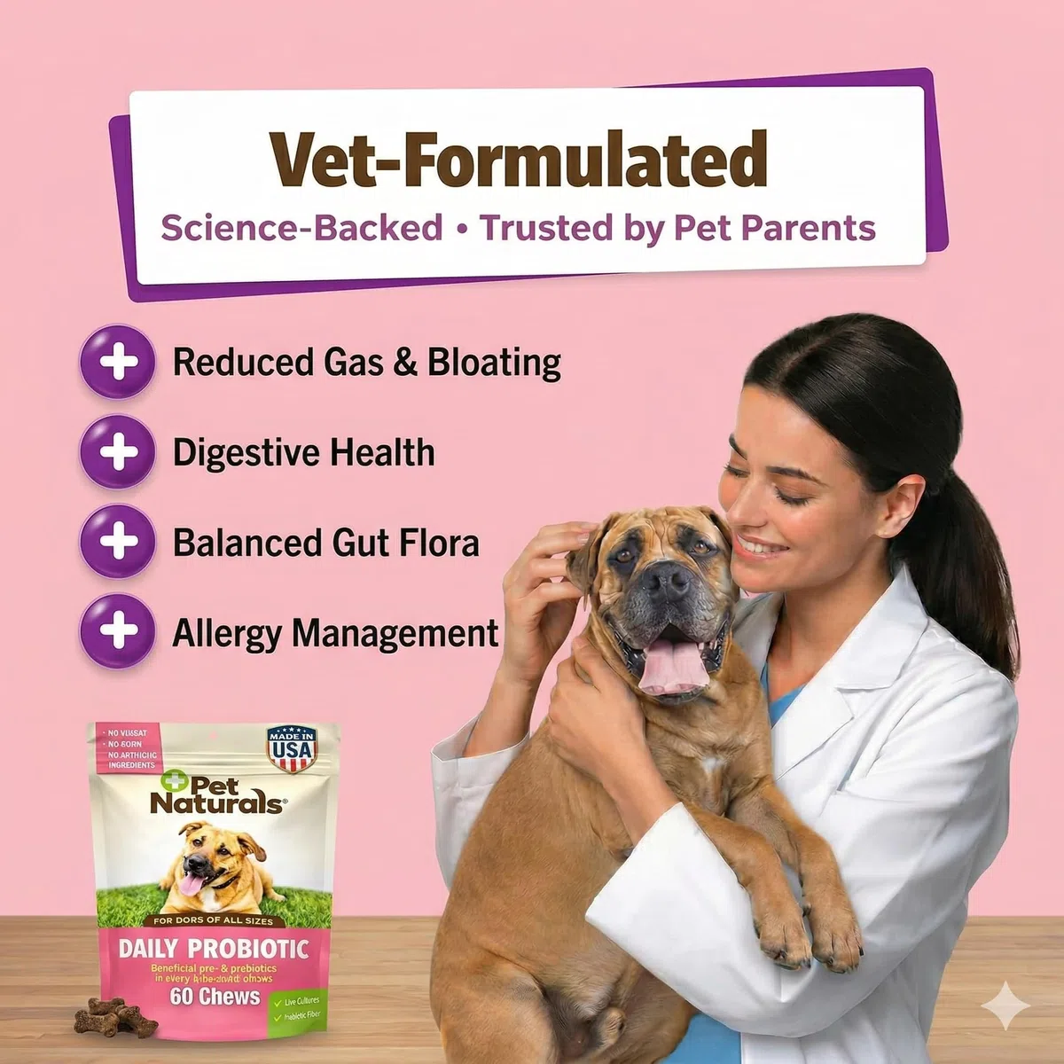 Mascota del Natural de Vermont Diario para Perros, para la Salud digestiva Probiótico Suplemento, 60 Bite tamaño Suave – Chucherías
