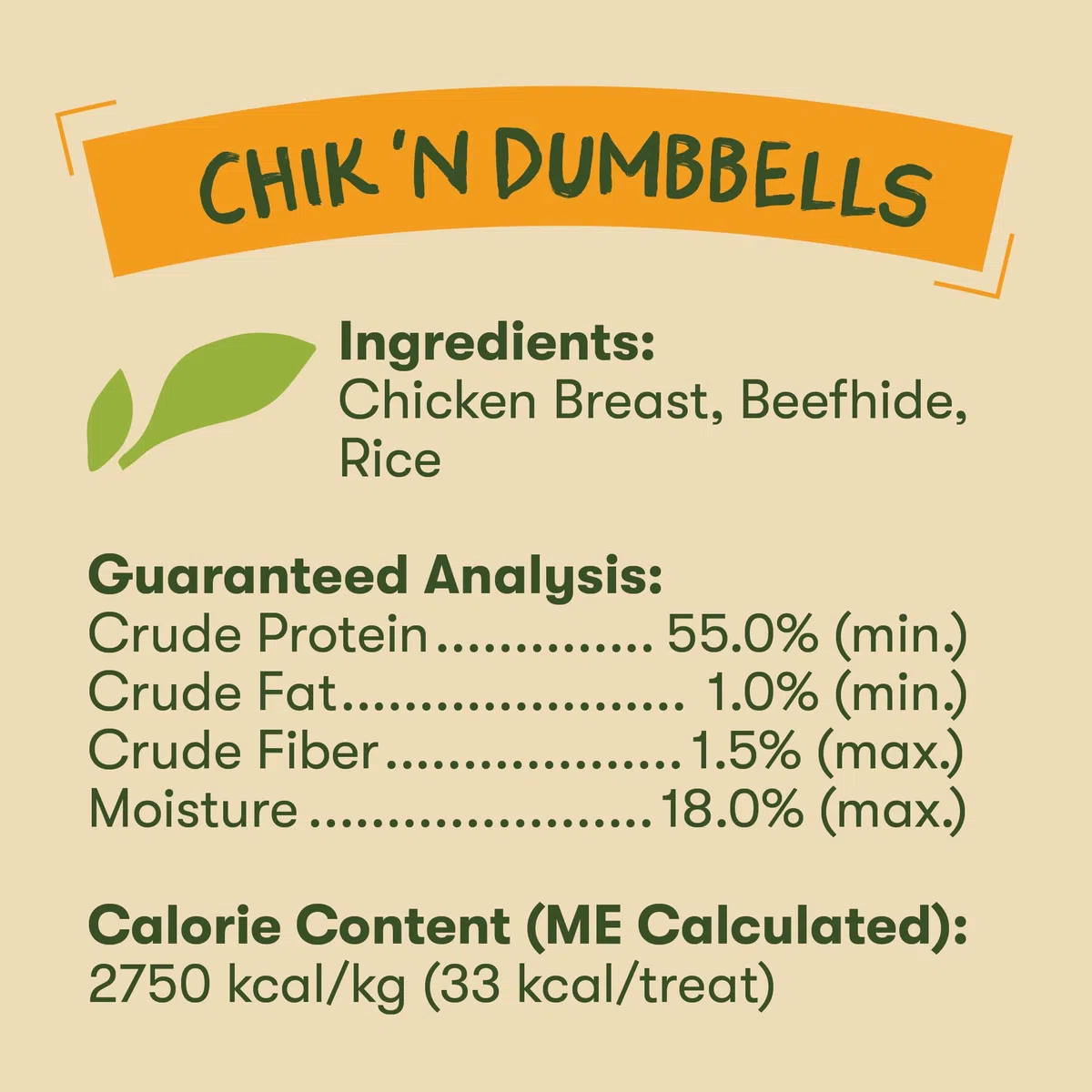 PET 'n SHAPE - Chik N Dumbbells Treat - 1 lbs (16 oz./454 g)