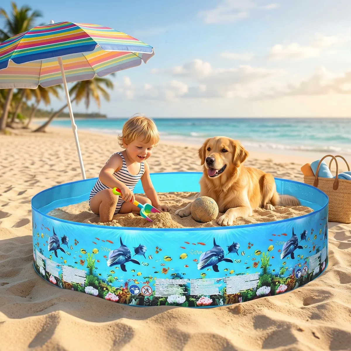Piscina Plegable para Perros, Bañera portátil (XL) 152 x 25 cm | Antideslizante, El Material PVC es más Resistente para Perros Grandes y Pequeños, Mascotas Gatos Niños & Interior o Exterior