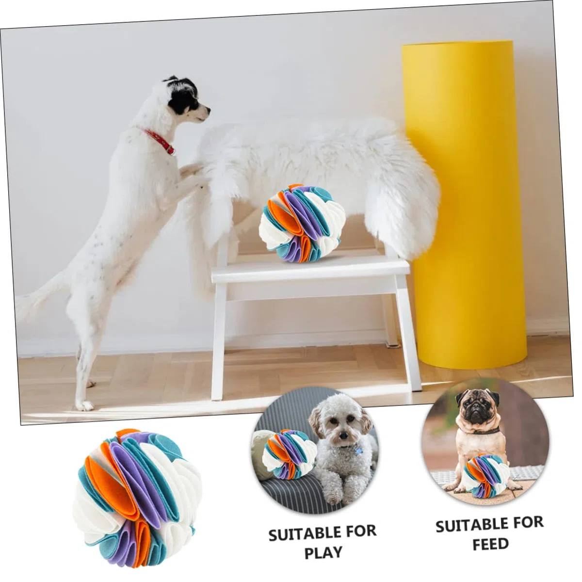 POPETPOP Bola Olfativa para Mascotas Juguete De Alimentación Lenta Pelota De Fieltro para Perros Stimulador De Masticación para Entrenamiento Casa